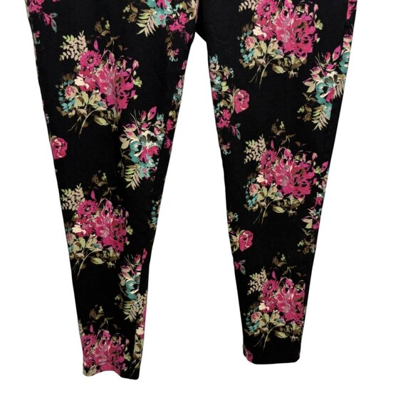 Torrid Womens 7/8 Leggings Black Floral Pull On Elastic Waist Plus Size 2 | 2X - Picture 8 of 13